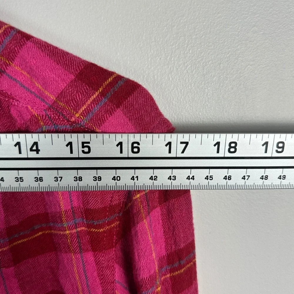 Anthropologie Isadora Pink Button Back Plaid Tunic Top Womens Size Small Popover - Picture 14 of 16